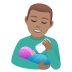 👨🏽‍🍼 man feeding baby: medium skin tone display on JoyPixels